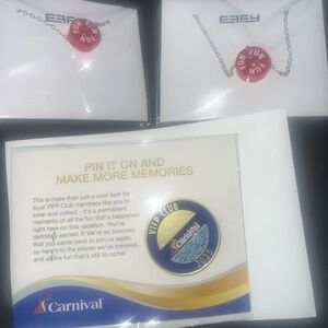 Carnival VIP Club 2025 Pin and EFFY Barrels of Fun Necklace Set